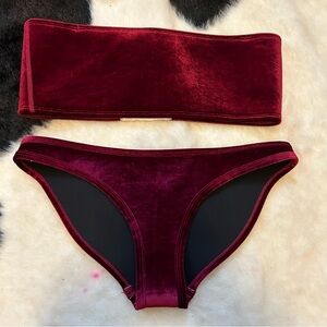 Hoaka Swimwear Maroon Velvet Neoprene Low Rise Bikini